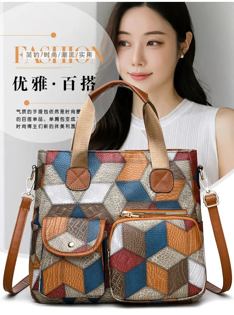 Women's Handbag Women's Shoulder Bag Fashion Purse Vintage Leather Bag Large Capacity Handbag Inclined Shoulder Bag Mom's Bag