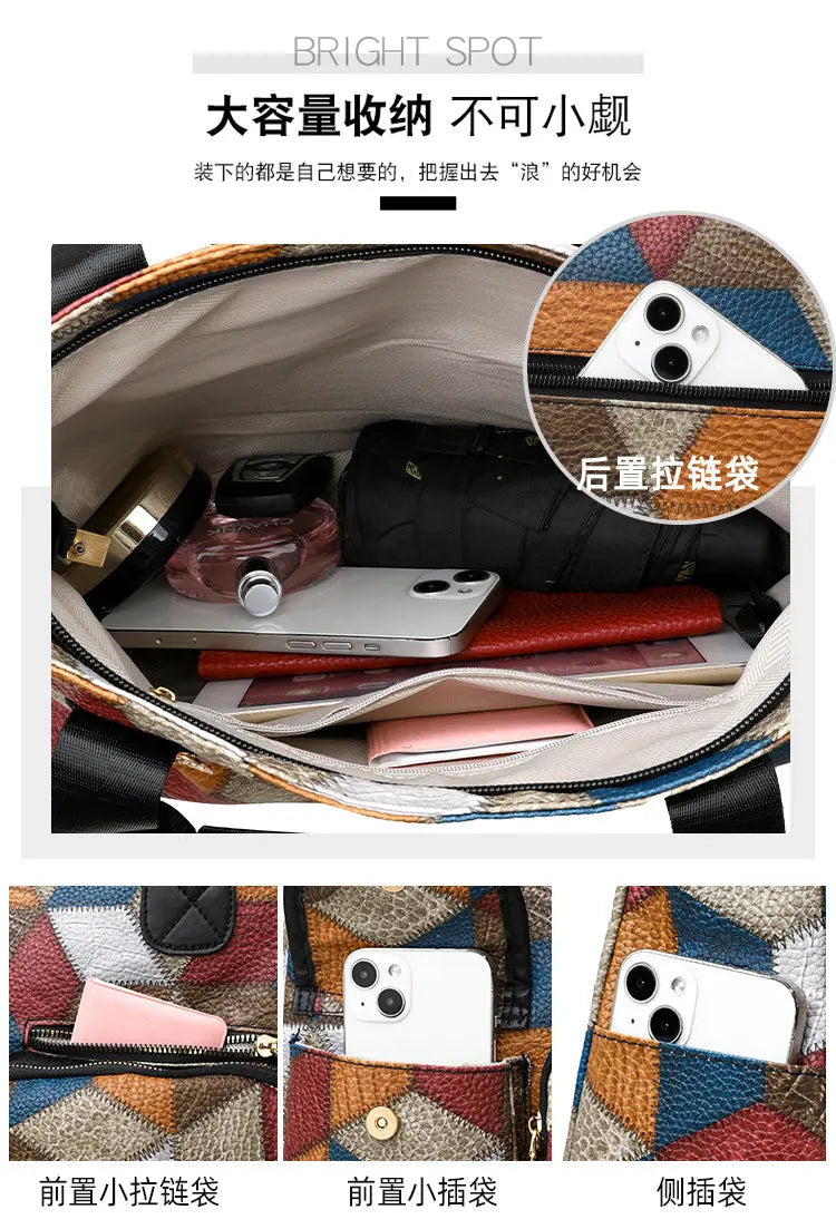 Women's Handbag Women's Shoulder Bag Fashion Purse Vintage Leather Bag Large Capacity Handbag Inclined Shoulder Bag Mom's Bag