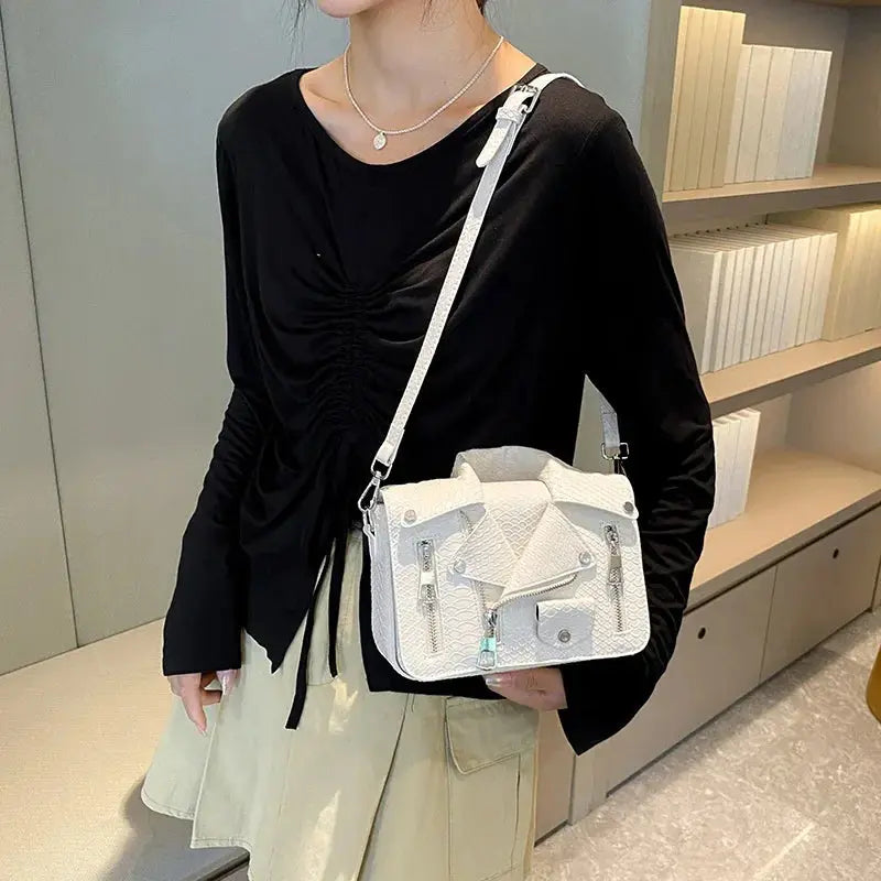 Shoulder Bag Tote 2025 Trend Lapel Jacket Women's Bag Purse Fashion Rivets Zipper Female Crossbody Bag Luxury Handbag