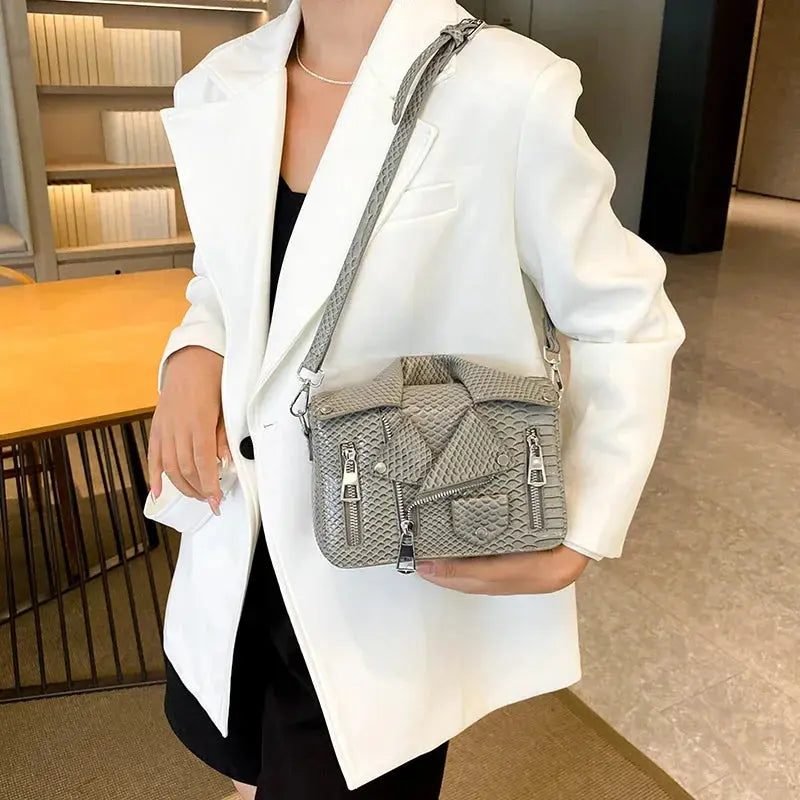Shoulder Bag Tote 2025 Trend Lapel Jacket Women's Bag Purse Fashion Rivets Zipper Female Crossbody Bag Luxury Handbag