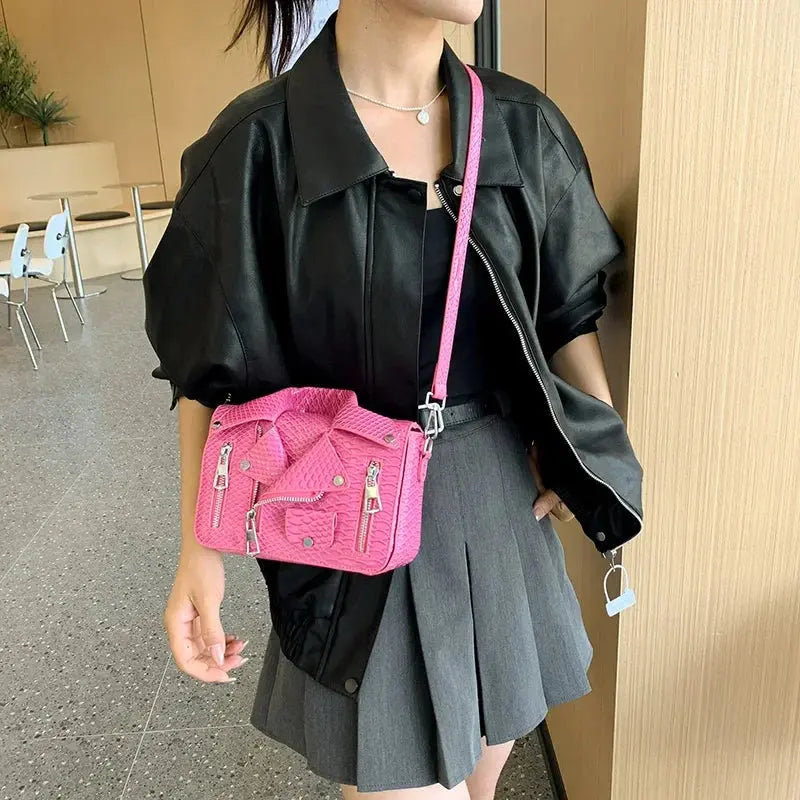 Shoulder Bag Tote 2025 Trend Lapel Jacket Women's Bag Purse Fashion Rivets Zipper Female Crossbody Bag Luxury Handbag