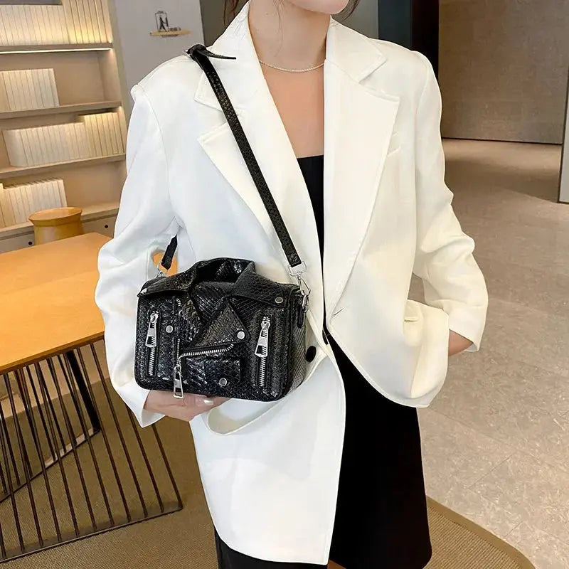 Shoulder Bag Tote 2025 Trend Lapel Jacket Women's Bag Purse Fashion Rivets Zipper Female Crossbody Bag Luxury Handbag