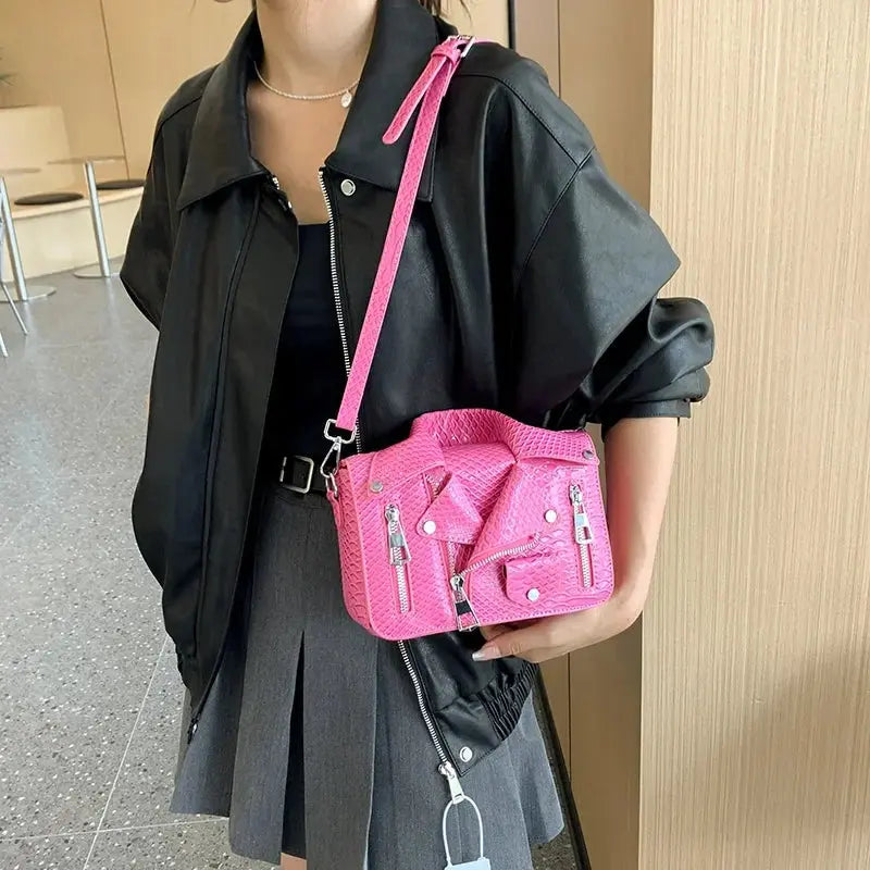Shoulder Bag Tote 2025 Trend Lapel Jacket Women's Bag Purse Fashion Rivets Zipper Female Crossbody Bag Luxury Handbag