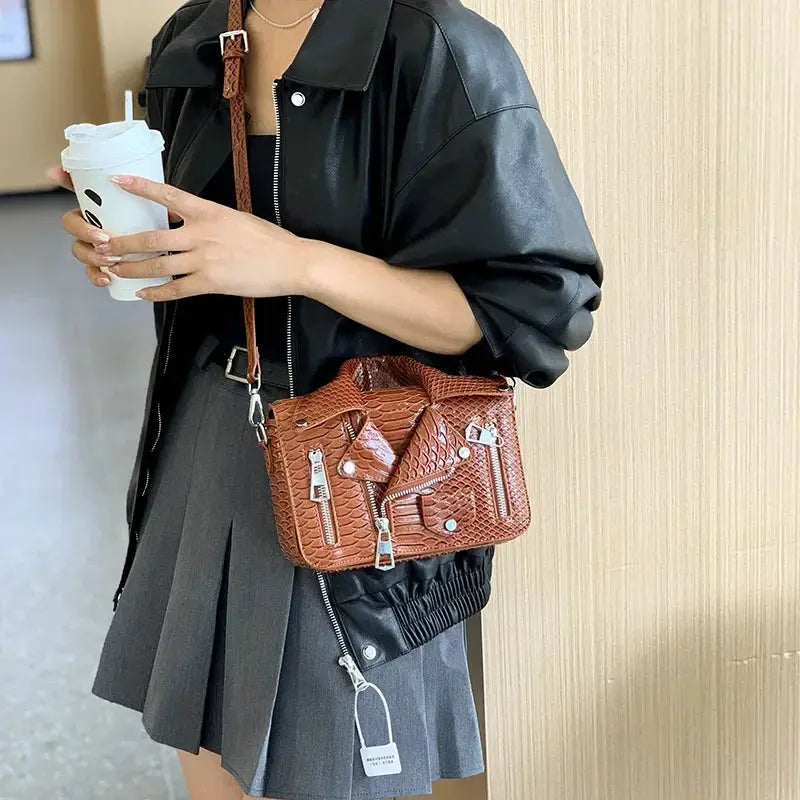 Shoulder Bag Tote 2025 Trend Lapel Jacket Women's Bag Purse Fashion Rivets Zipper Female Crossbody Bag Luxury Handbag