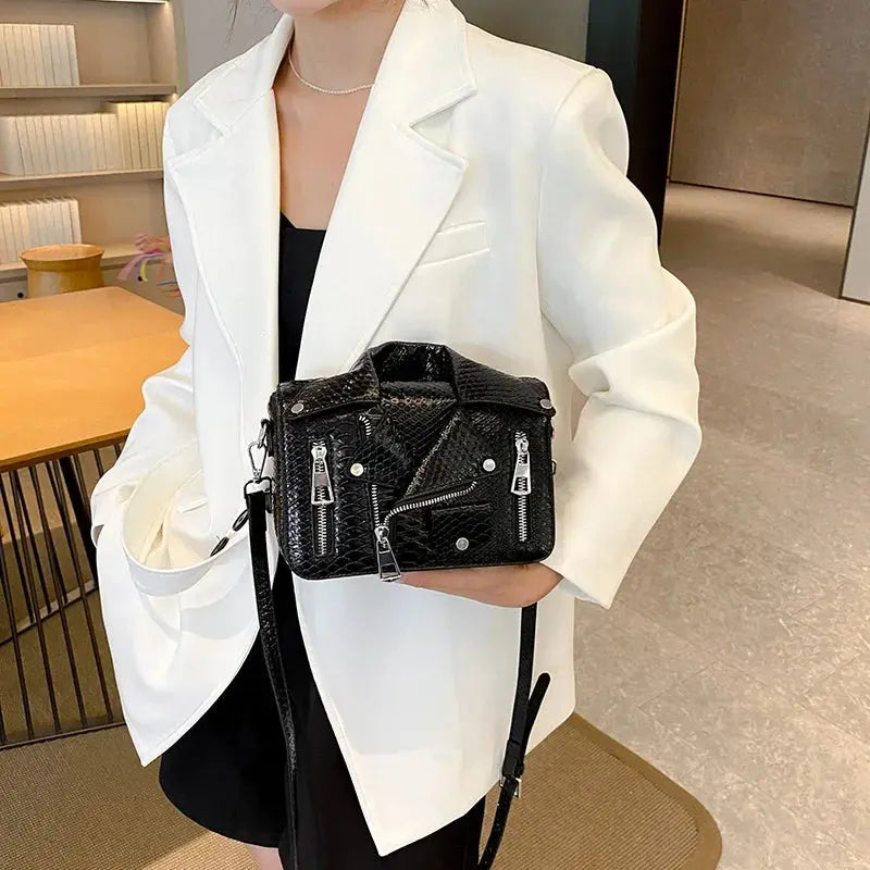 Shoulder Bag Tote 2025 Trend Lapel Jacket Women's Bag Purse Fashion Rivets Zipper Female Crossbody Bag Luxury Handbag