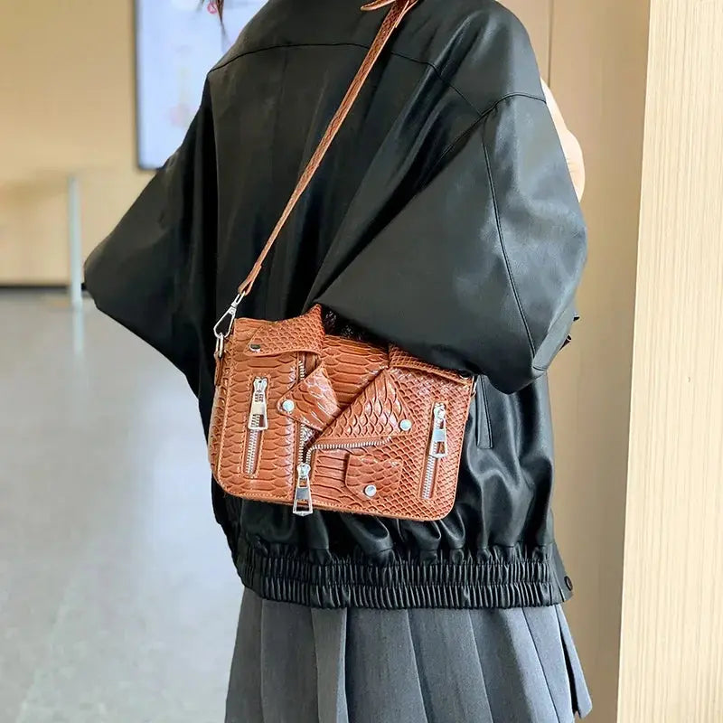 Shoulder Bag Tote 2025 Trend Lapel Jacket Women's Bag Purse Fashion Rivets Zipper Female Crossbody Bag Luxury Handbag