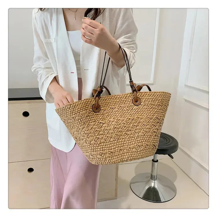 Handmade Women's Handbags big Woven Female Shoulder Bag Summer Straw Beach Bags Shopper Baskets Bohemian Rattan Tote Bag
