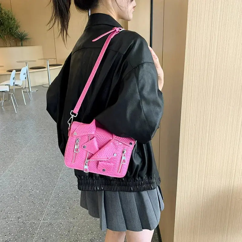 Shoulder Bag Tote 2025 Trend Lapel Jacket Women's Bag Purse Fashion Rivets Zipper Female Crossbody Bag Luxury Handbag