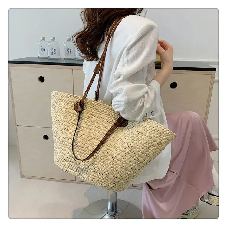 Handmade Women's Handbags big Woven Female Shoulder Bag Summer Straw Beach Bags Shopper Baskets Bohemian Rattan Tote Bag