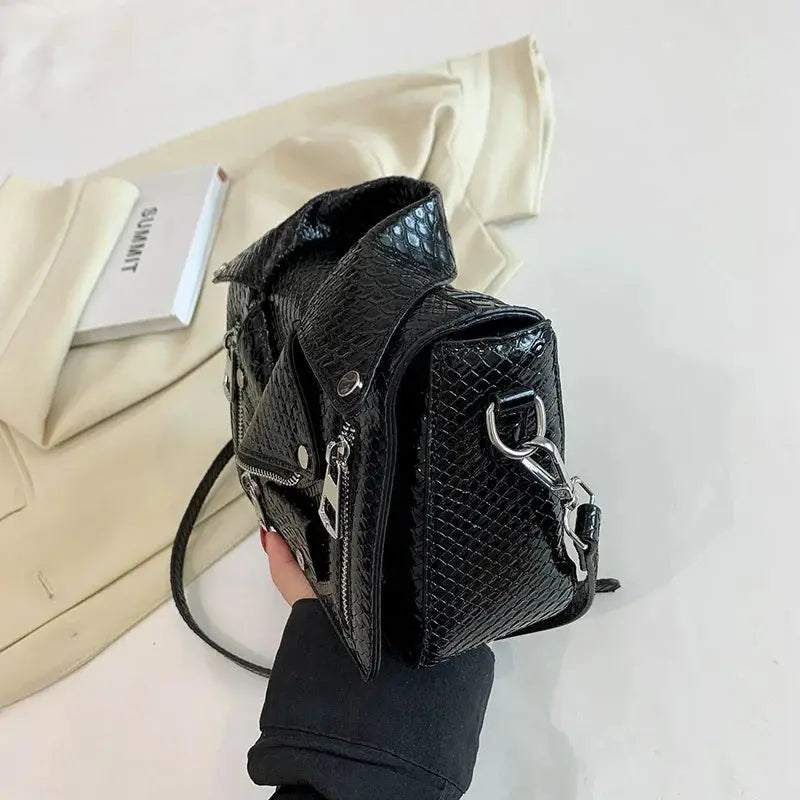 Shoulder Bag Tote 2025 Trend Lapel Jacket Women's Bag Purse Fashion Rivets Zipper Female Crossbody Bag Luxury Handbag